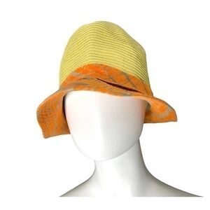Calvin Klein straw summer hat orange trim beach fedora cruise vacation sunshine